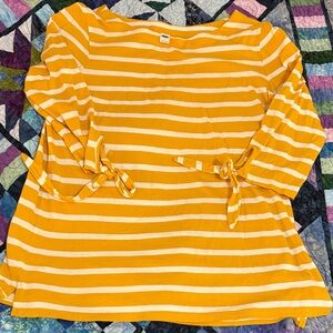 Old Navy Mustard and White Striped Tee